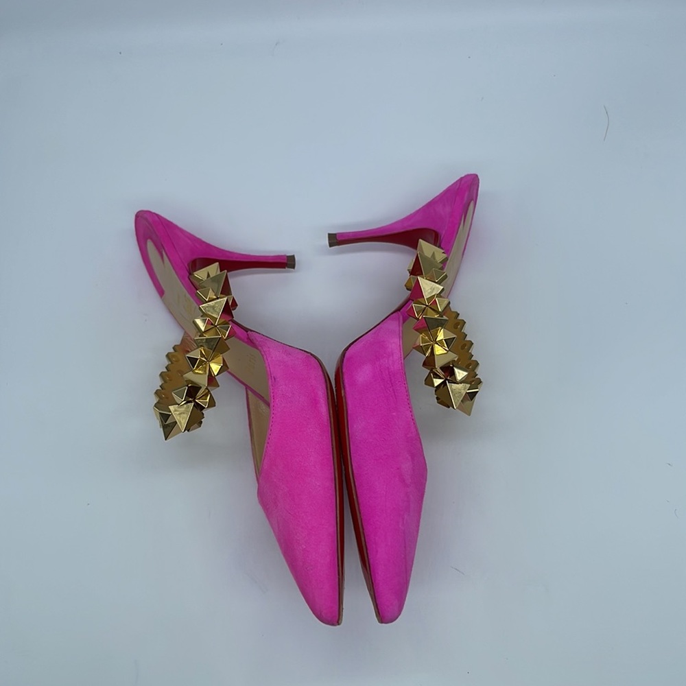 Christian Louboutin Hot pink Planet Choc 80 Suede Mule Pumps 38.5 - Picture 6 of 10